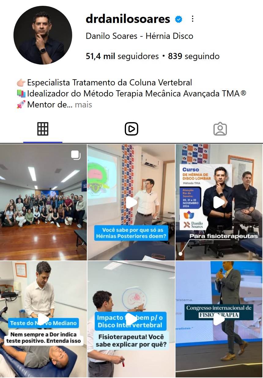 Perfil do Dr. Danilo Soares no Instagram, 51,4 mil seguidores