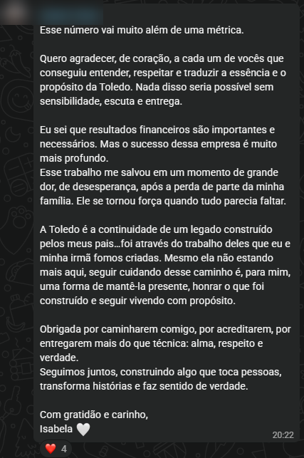 Mensagem de cliente no WhatsApp